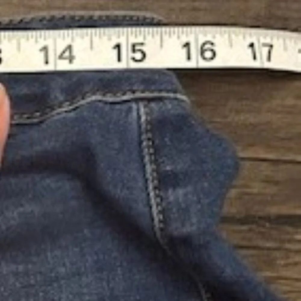 Womens XL Dark Wash Blue Cuffed Denim Jean Shorts Mid‎ Rise Stretch Country Farm